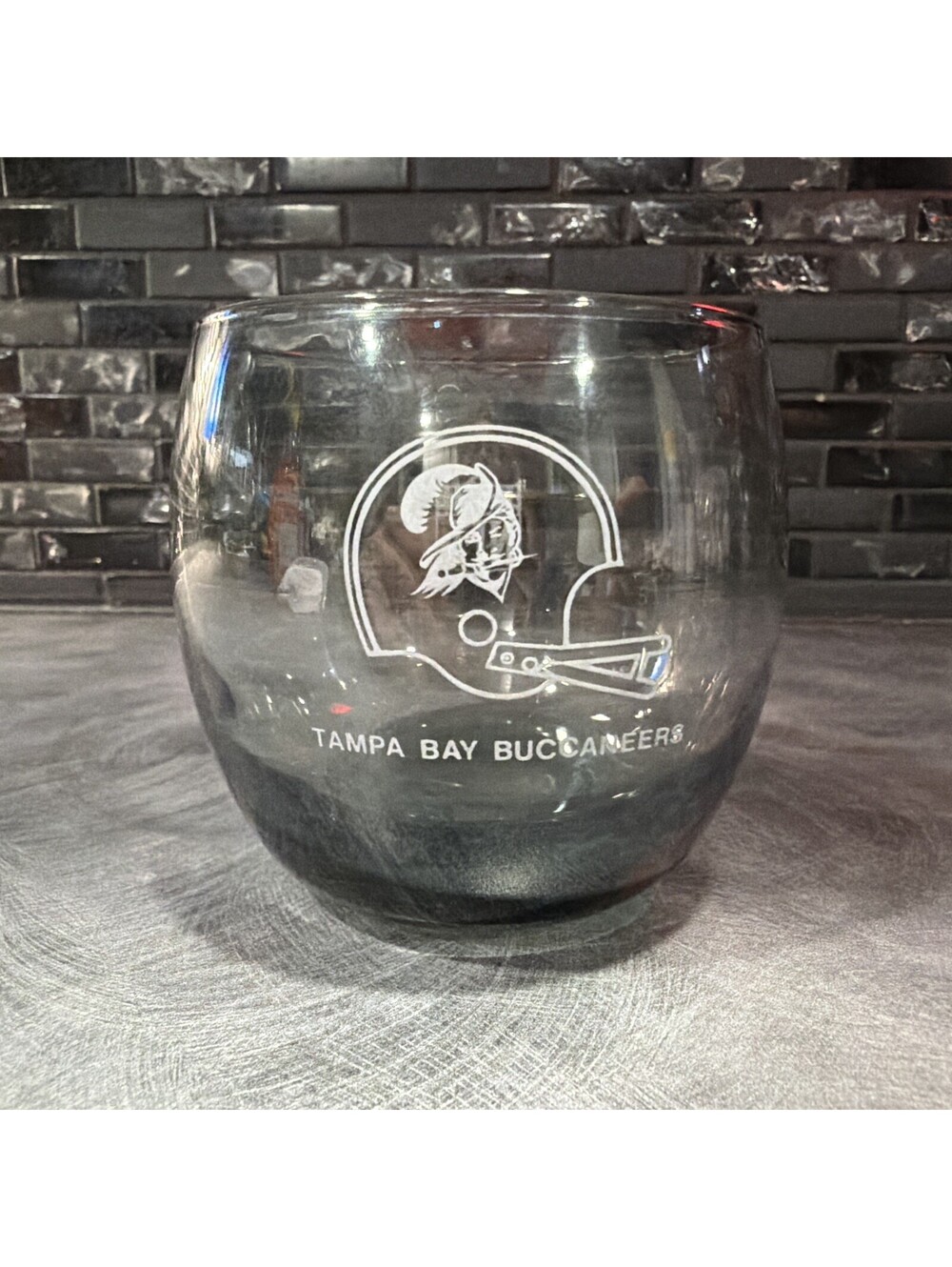 TAMPA BAY BUCCANEERS VINTAGE 70's Roll Poly Smoky Glass ~ Excellent / RARE!